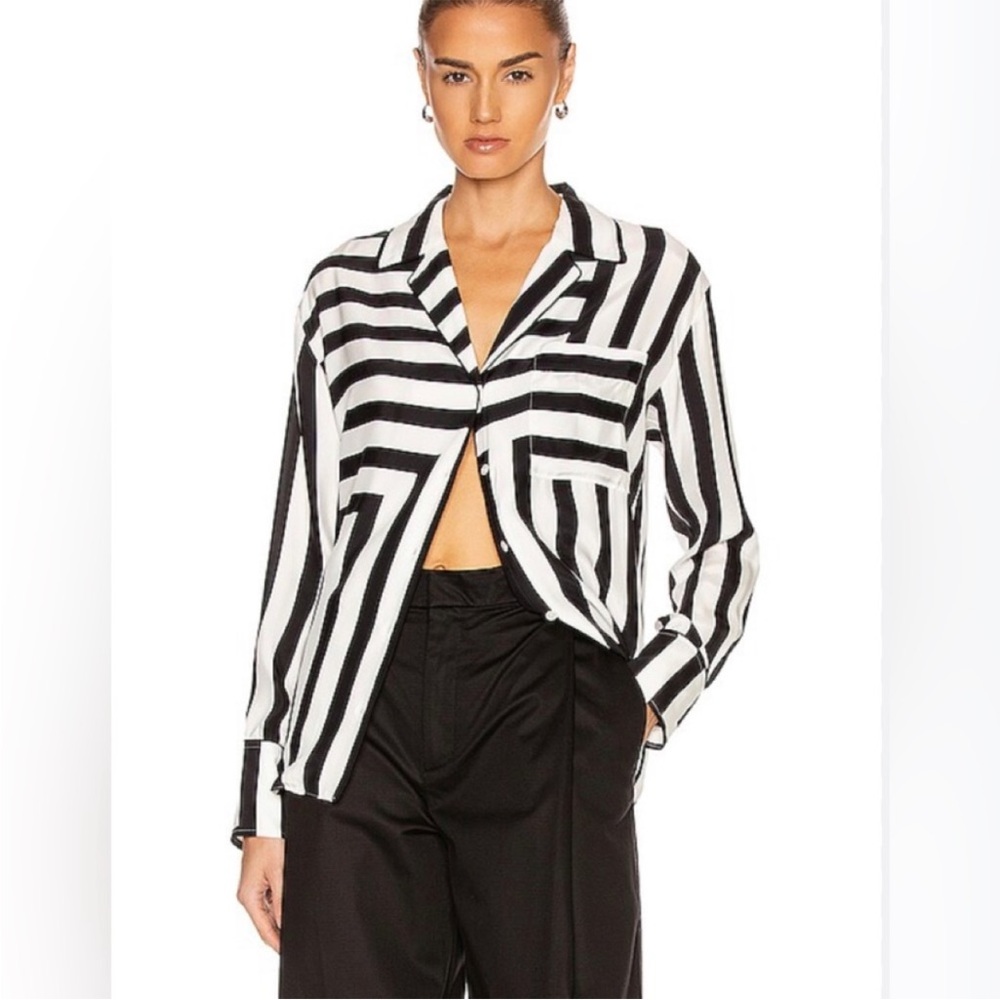 Frame Silk Mix Stripe PJ Blouse